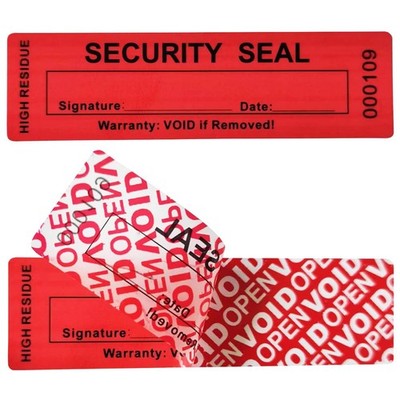 100pcs 25x90mm Total Transfer Tamper Evident Signable Security Tamper Proof S...