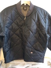 Dickies Jacket Mens XL Black Diamond Quilted Nylon Bomber Mechanic Work