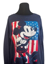 Disney Mickey Mouse Womens Sweatshirt Navy Blue Size L Cotton Blend Crewneck Goo
