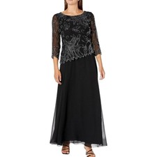 JKara Black Beaded Long Evening Gown Size 14