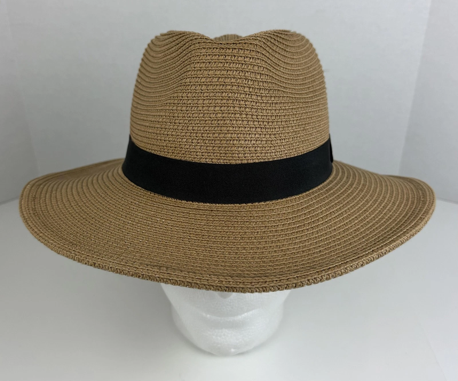Solar Escape Hat Fedora Womens One Size Brown Straw Wide Brim Adjustable