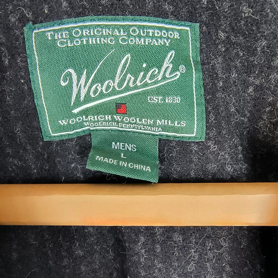 Colete utilitário de lã Woolrich grande cinza carvão listra de giz zíper frontal colete - Imagem 4 de 4