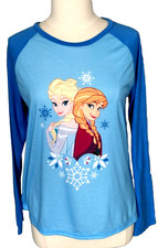 Disney Frozen Anna Elsa Women M Long Sleeve Sleep Shirt Top Adorable