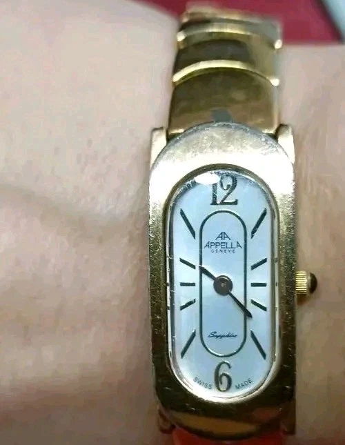 RELOJ RETRO SUIZO DAMAS CHAPADO EN ORO CUARZO PULSERA APPELLA GENEVE.7 joyas Foto 4 de 4