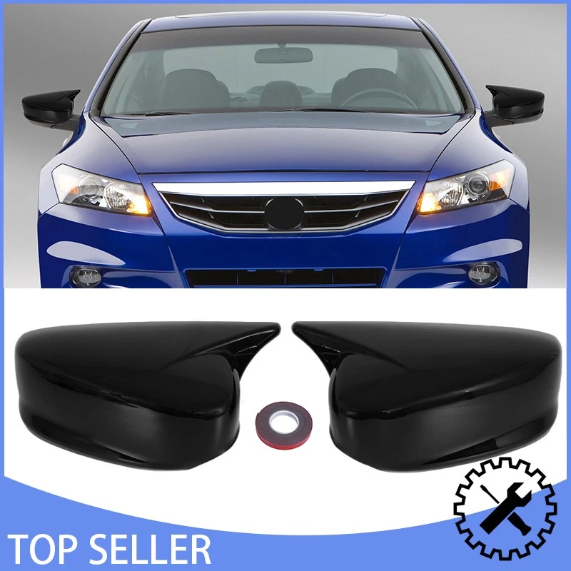 For Honda Accord 2008-2017 Gloss Black Rear View Side Mirror Cover Cap Trim Pair