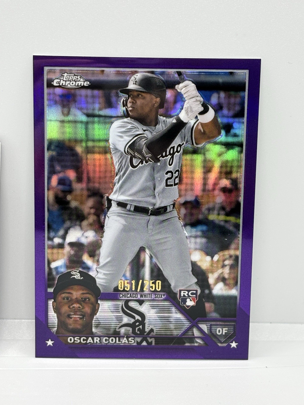 2023 Topps Chrome Logofractor Oscar Colas #145 Rookie Purple Refractor /250
