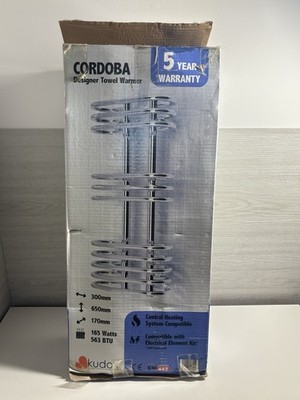 Kudox Cordoba Designer Handtuchwärmer Chrom Brandneu im Karton Box beschädigt