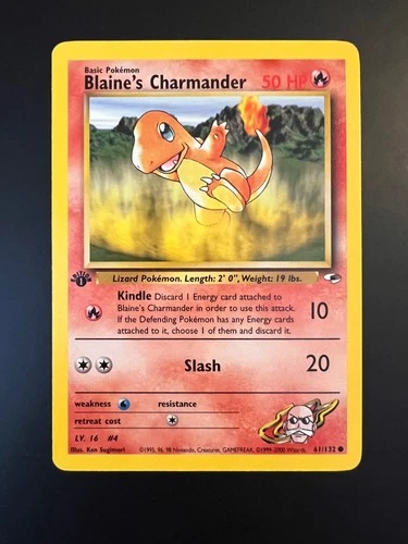 BLAINE'S CHARMANDER 61/132 GYM HEROES POKEMON 1ST EDITION NM