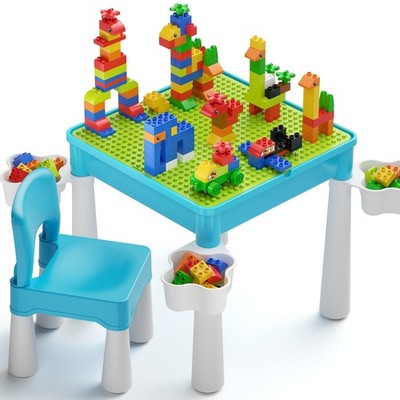 burgkidz Kids 5-in-1 Multi Activity Table Set - Building Block Table with Storag