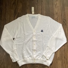 Vintage Izod Long Sleeve Cardigan Sweater Size Large Crest Preppy USA NWT