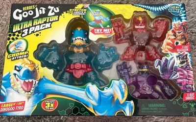 GOO JIT ZU ULTRA RAPTOR 3ER PACK DINOGOO TYRO, X-RAY BLAZAGON UND XRAY- SHREDZ
