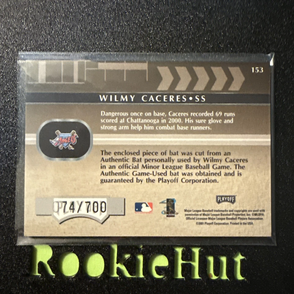 Wilmy Caceres 2001 Absolute Rookie Bat Relic Card #153 Serial #/700 - Image 2 of 2