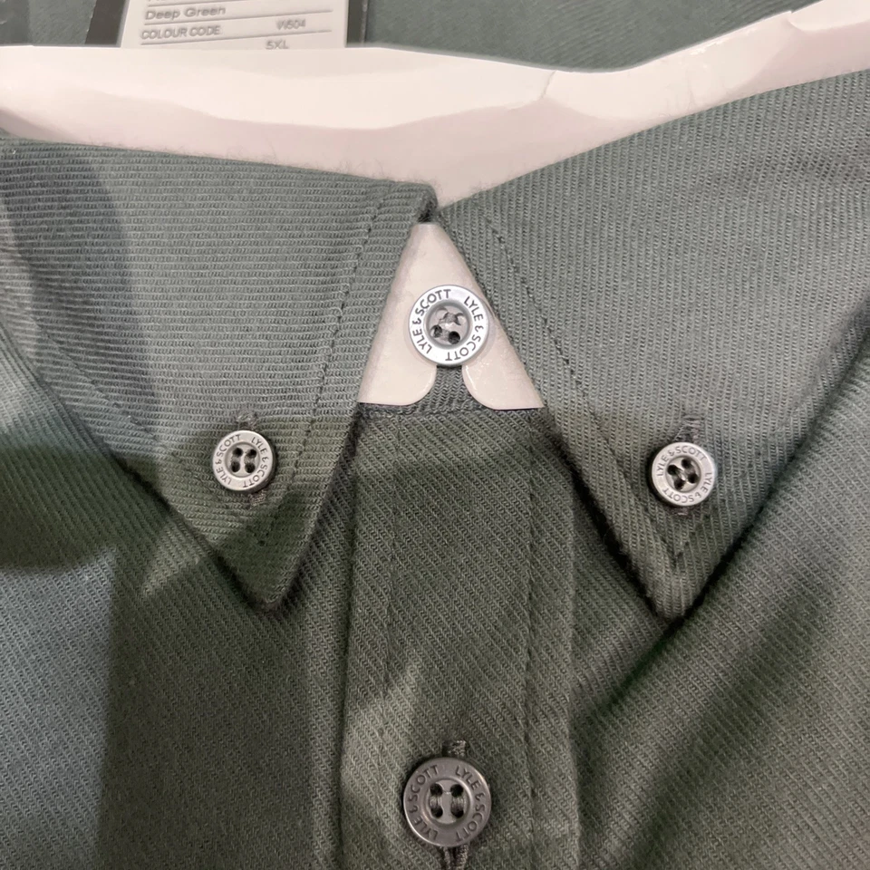 Lyle & Scott Mens Button Up  Flannel Shirt Long Sleeve  Deep Green  - Image 3 of 4