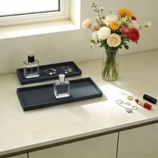 Silicone Bathroom Tray,2PCS Countertop Storage Trays,Slip-prevention Vanity Tray
