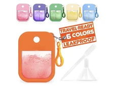 6Pcs Empty Perfume Refill Bottles Travel Size 1.28oz w/ Silicone Case & Keychain