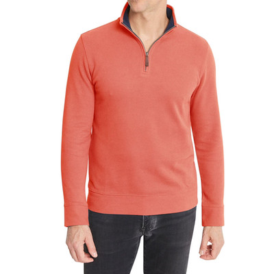 Lands' End Men s Bedford Rib 1/4 Zip Pullover Sweater Gray Coral Green NWT