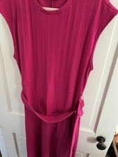 Women’s Plus Size Dress Nine West Hot Pink Sleeveless Stretch Belted