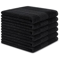 100 Cotton Wash Cloth, 12x12 Inch, 6 Pack, Black