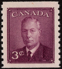 Canada Stamp Scott # 296 Mint NH VF - 3 Cents Rose Violet King George VI Coil