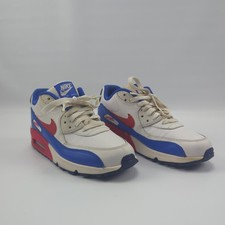 Nike Air Max White Blue Red Leather Running 724821-104 Youth Size 7, USED 552025