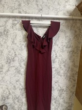 Lulu’s Burgundy Ruffle Neck Mid Length Cocktail Dress Size Small