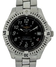 Breitling Men's 38mm Colt 500M Black Dial Stainless Steel Watch! Ref: A64050!