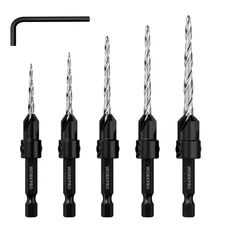 WORKPRO 5PACK HSS Countersink Drill Bit Set Adjustable M2 4-Flute Chamfer Cutter