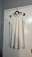 Classic white dress for woman elegant- White dress with Ruffle around neck