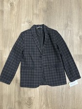 Cat Jack Navy Plaid Cotton Tuxedo Blazer Regular Lined Boys Size