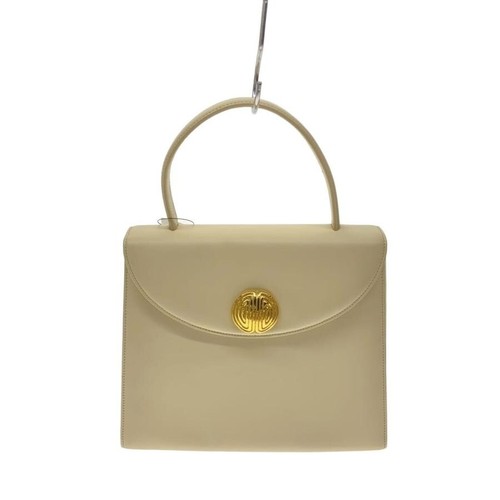 GIVENCHY Cream Leather Top Handle Handbag Gold Hardware Auth