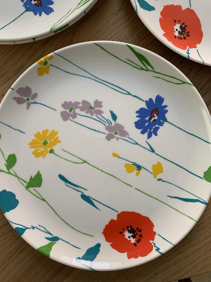 Vintage Italian Melamina Gio’Style Set x6 Wildflower Print Retro Picnic VGC - Image 2 of 3