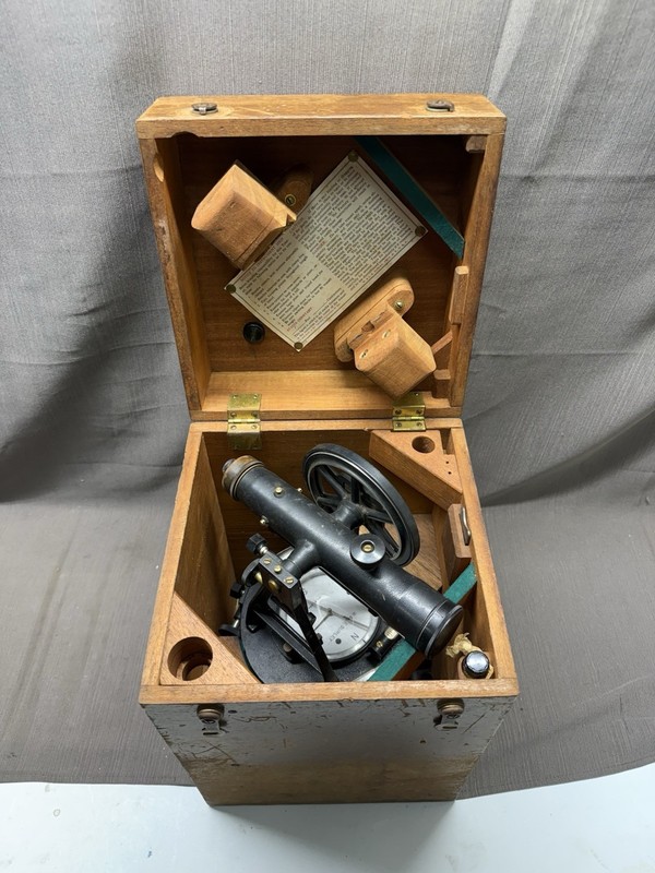 Antique  W. & L.E. Gurley Surveyors Transit In Original Box Troy, NY Rare