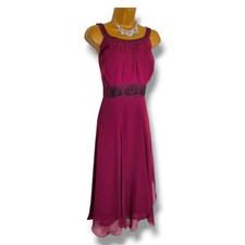 Monsoon Ariel Embellished Midi Dress size 18 Burgundy Magenta Wedding Cruise