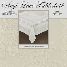 Vinyl Crochet  Lace Tablecloth 54x72 Ivory Durable Wipeable Decorative Cover