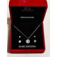 Giani Bernini Sterling Silver CZ necklace and earring set party new in box