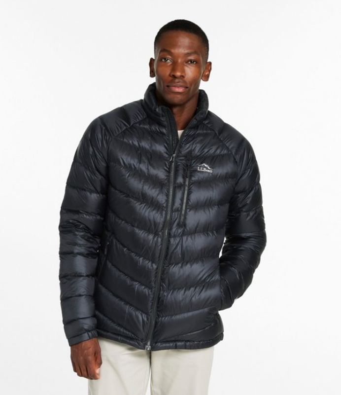LL Bean Ultralight 850 Down Jacket Mens Black Packable Puffer Coat 