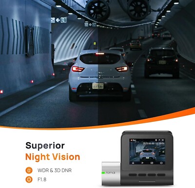 70mai True 2.7K 1944P Ultra Full HD Dash Cam A500S, Front and Rear