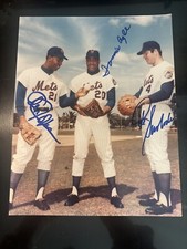 NY Mets Outfielders Cleon Jones-Tommie Agee & Ron Swoboda Signed 8x10