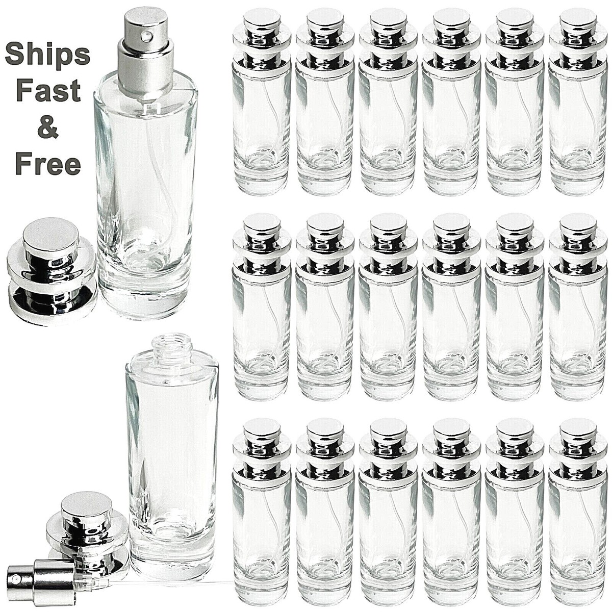 A-08☆パフュームボトル 30ml 1oz empty perfume cylinder glass spray bottles silver tower