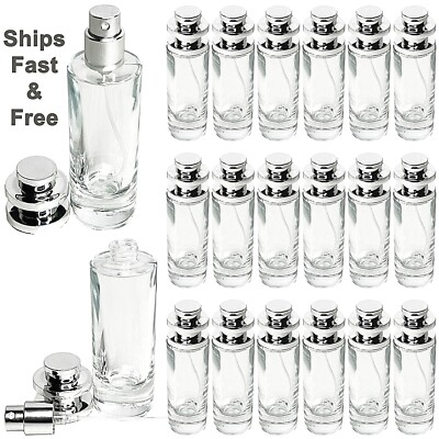 30ml 1oz empty perfume cylinder glass spray bottles silver tower cap