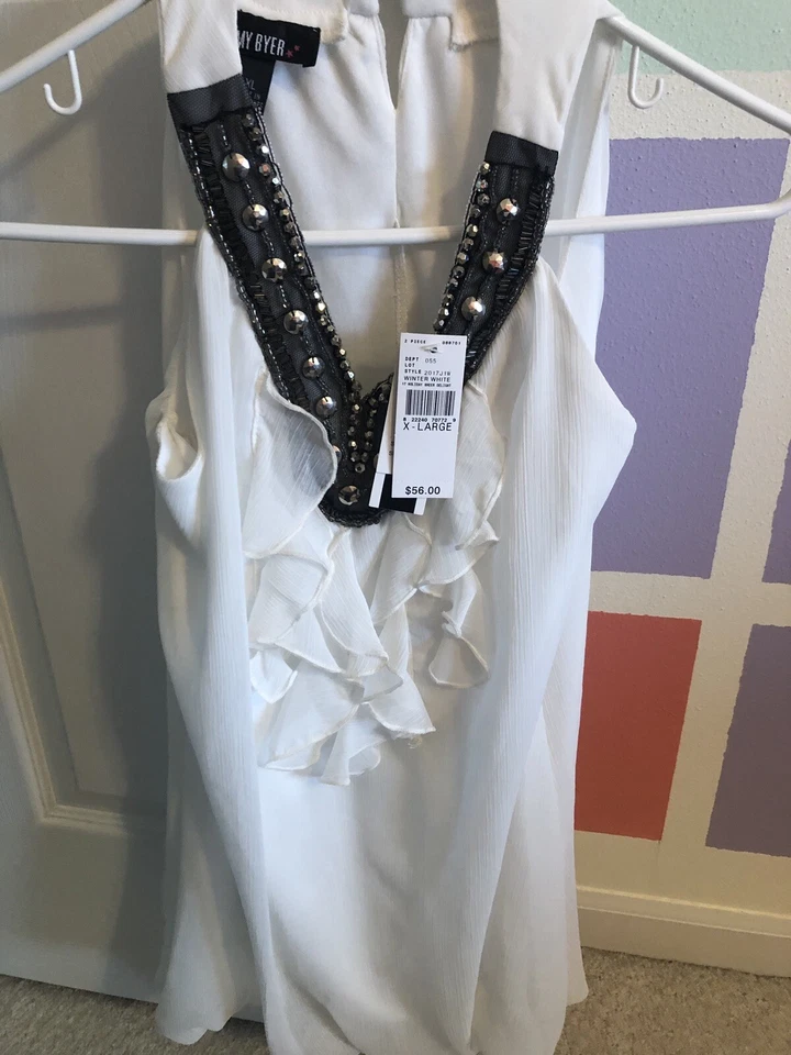 Blusa blanca XL Amy Byer para niñas/mujeres Foto 4 de 4