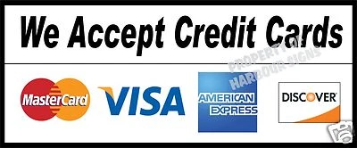 HARBOUR SIGNS We accept Credit Cards Decal 12" Concession Food Truck Restaurant Sticker