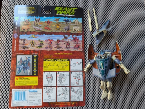 Vintage Kenner Transformers Beast Wars Cybershark Deluxe 1996 Complete w/ Card