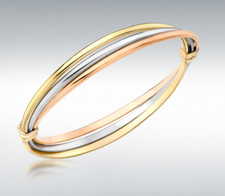 9ct 3 Colour Gold 8mm Russian Style Hinge Bangle 6.80g