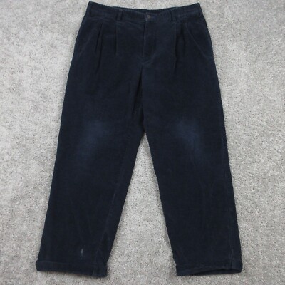 Vintage Brooks Brohters Pants Mens 38x30 Navy Corduroy Cuffed Trousers Faded