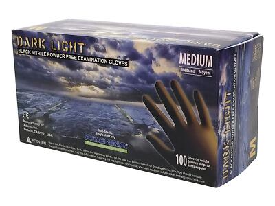 Adenna DLG675 Dark Light 9 mil Nitrile Powder Free Exam Gloves M - Black 100 pcs