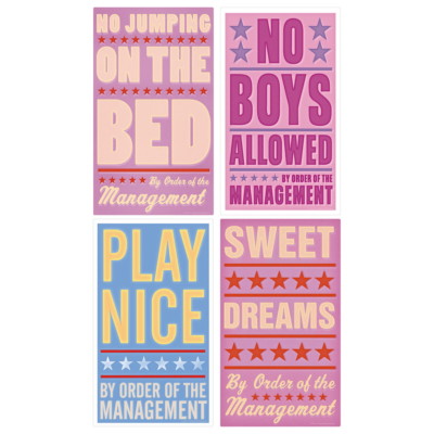 Bedroom Rules Girls Room Wall Decal Set Vintage Style Home Decor Bundle ...