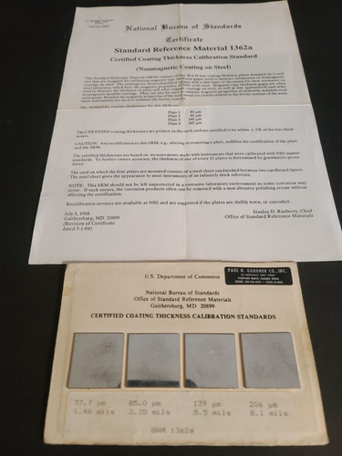 National Bureau of Standards Certified Coating Thickness Calibration