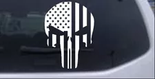 Punisher Skull With US Flag Vertical Car or Truck Window Laptop Decal Sticker