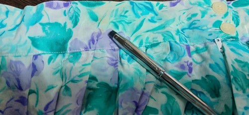 JONES NEW YORK Women Size 12 100% Silk High Rise Blue Floral Midi Skirt 255P - Picture 5 of 5